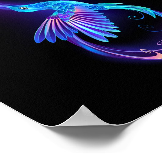 Neon Oneindigheidssymbool met Glowende Kolibrie Poster (Hoek)