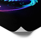 Neon Oneindigheidssymbool met Glowende Kolibrie Poster (Hoek)