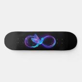 Neon Oneindigheidssymbool met Glowende Kolibrie Skateboard (Horizontaal)