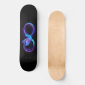 Neon Oneindigheidssymbool met Glowende Kolibrie Skateboard (Voorkant)