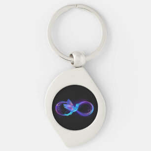 Neon Oneindigheidssymbool met Glowende Kolibrie Sleutelhanger