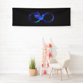 Neon Oneindigheidssymbool met Glowende Kolibrie Spandoek (Insitu)