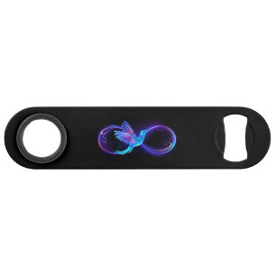 Neon Oneindigheidssymbool met Glowende Kolibrie Speed Flessenopener