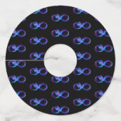 Neon Oneindigheidssymbool met Glowende Kolibrie Wijnglaslabel (Achterkant)