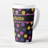 Neon op zwart pickleball, aangepaste naam latte mo mok (Rechterhoek)