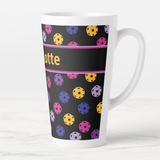 Neon op zwart pickleball, aangepaste naam latte mo mok (Rechts)
