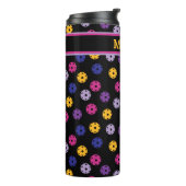 Neon op zwarte pickleball, aangepaste naam  thermosbeker (Gedraaid links)