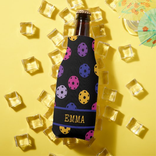 Neon op zwarte pickleball, aangepaste tekst flesjeskoeler (Insitu Zomer)