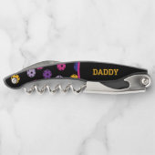 Neon op zwarte pickleball, aangepaste tekst kurkentrekker (Achterkant)