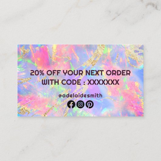 Neon Opal Dank u visitekaartje (Achterkant)