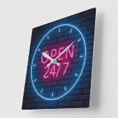 Neon Open Sign Square Wall klok (Hoek)