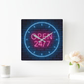 Neon Open Sign Square Wall klok (Huis)