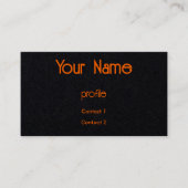 néon orange et noir carte de visite (Devant)