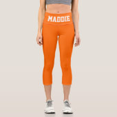 Neon Orange Funky Nom personnalisé Leggings (Recto)