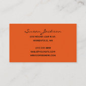 Neon Orange Style Carte de visite de script modern (Dos)