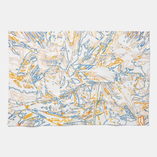 Neon Orange Yellow Blue Curvy Line Pattern -COOL Theedoek (Horizontaal)