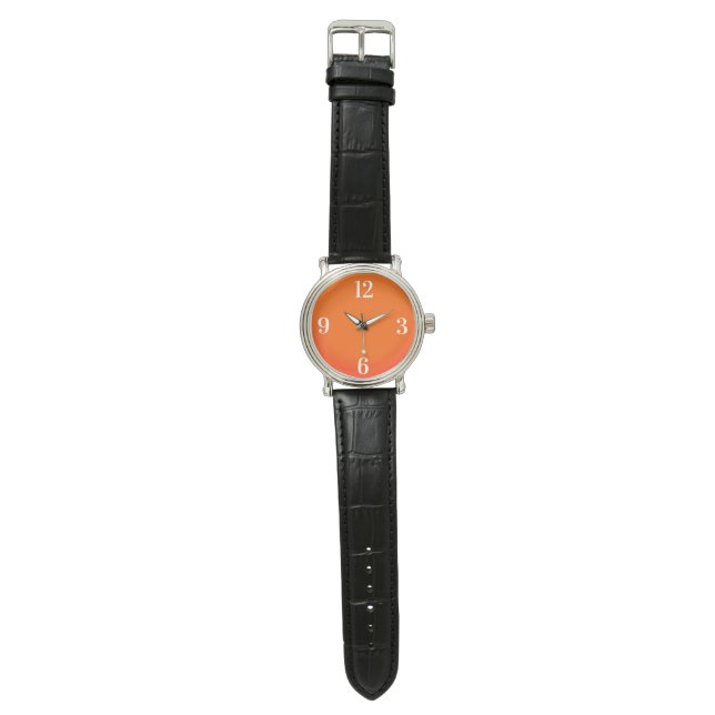 Neon oranje - Arabische cijfers bekijken Horloge (Vlak)