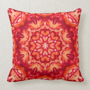 Neon Oranje en Bourgogne Victoriaans Floral Kussen