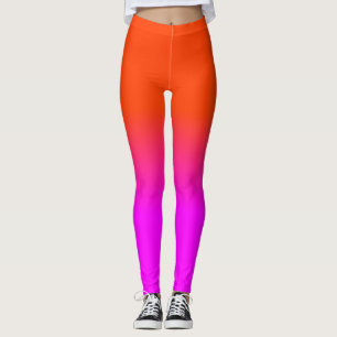 Neon Oranje en Hot Pink Ombre Shade Kleur Vervagen Leggings