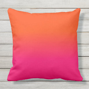 Neon Oranje en Neon Pink Ombre Shade Kleur Vervage Buitenkussen