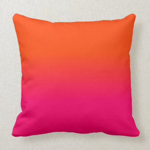 Neon Oranje en Neon Pink Ombre Shade Kleur Vervage Kussen
