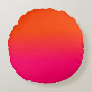 Neon Oranje en Neon Pink Ombre Shade Kleur Vervage Rond Kussen