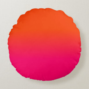 Neon Oranje en Neon Pink Ombre Shade Kleur Vervage Rond Kussen