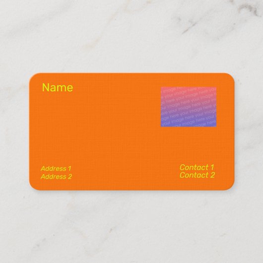 neon oranje - foto toevoegen visitekaartje (Voorkant)