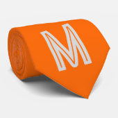 neon oranje - vetgedrukt monogram stropdas (Opgerold)