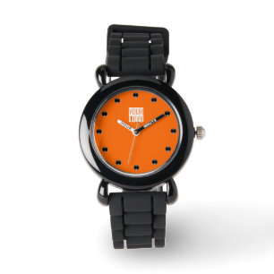 Neon oranje - voeg uw logo toe horloge
