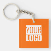Neon oranje - voeg uw logo toe sleutelhanger (voorkant)