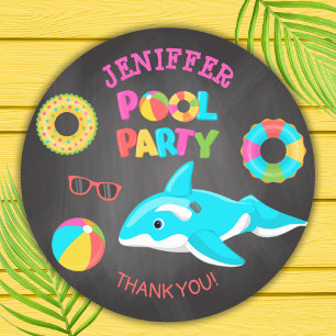 NEON ORCA OPBLAASBARE POOL PARTY RONDE STICKER