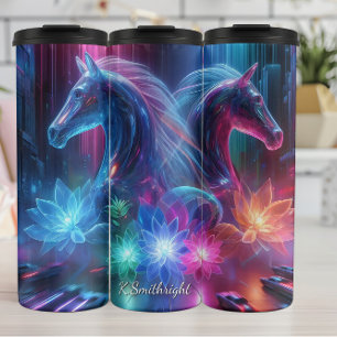 Neon Paard Lotus Stadslandschap Visie Thermosbeker