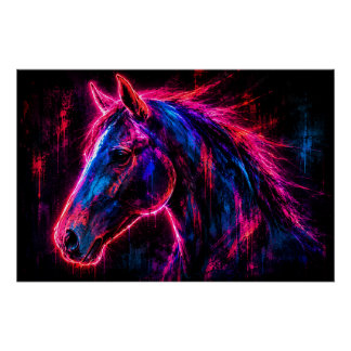 Neon Paard Perfect Poster