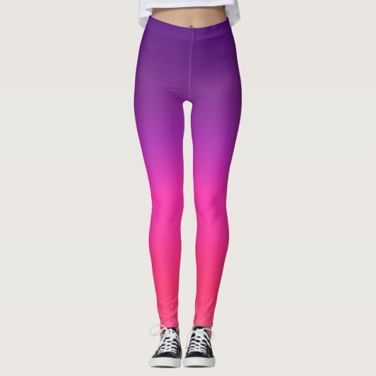 Neon Paars en roze ombre abstract design Leggings (Voorkant)