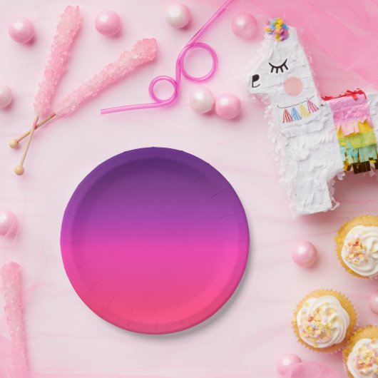 Neon Paars en roze ombre abstract design Papieren Bordje (Feest)