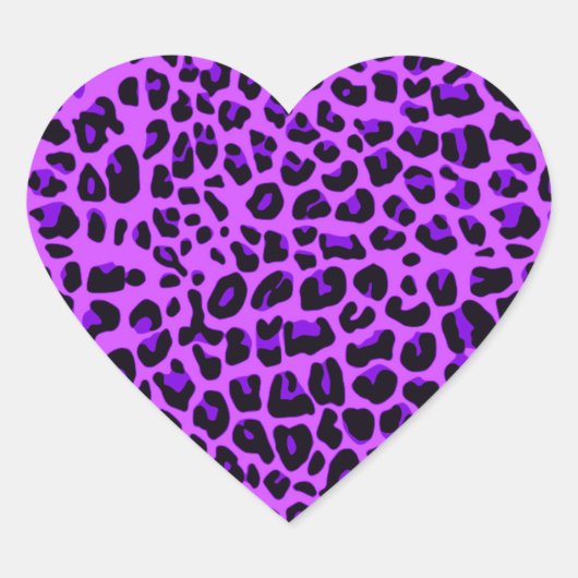 Neon paars leopard printpatroon hart sticker (Voorkant)