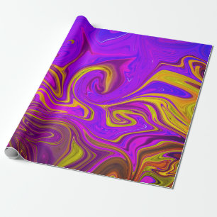 Neon Paars Roze Geel Abstract Ontwerp Cadeaupapier