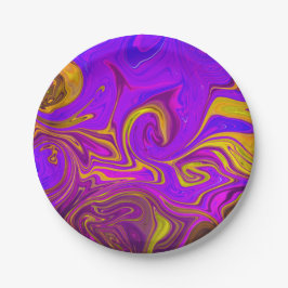 Neon Paars Roze Geel Abstract Ontwerp Papieren Bordje