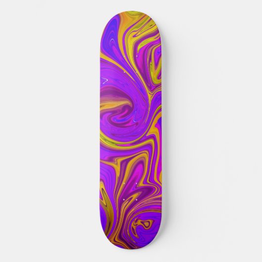 Neon Paars Roze Geel Abstract Ontwerp Skateboard (Voorkant)