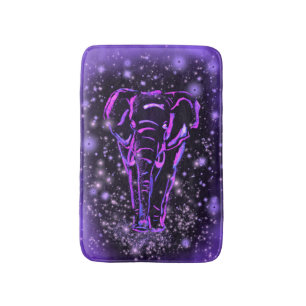Neon Paars roze olifant loopt op Sterrennacht  Badmat