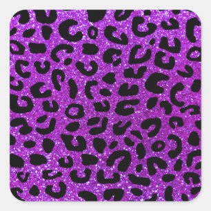 Neon paarse cheetah printpatroon vierkante sticker