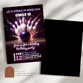 Neon Paarse Cosmic Bowling Strike Up Verjaardag Kaart
