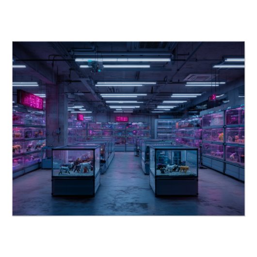Neon Paarse Cyber Arcade Interieur Perfect Poster (Voorkant)