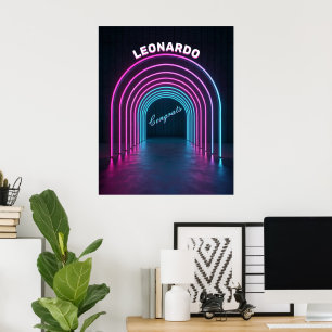 Neon Paarse En Blauwe Boogconstructie Poster