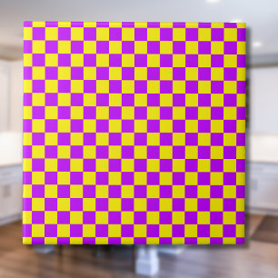Neon Paarse Geel Geruite Checkerboard  Tegeltje