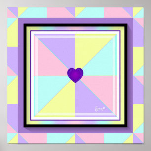 NEON & paarse harten slaan Poster