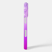 Neon Paarse Roze Glitter Custom Text iPhone Case (Achterkant / Rechts)