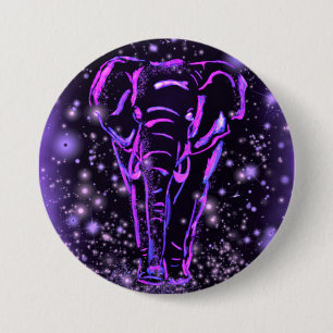 Neon Paarse Roze Olifant Knop Ronde Button 7,6 Cm