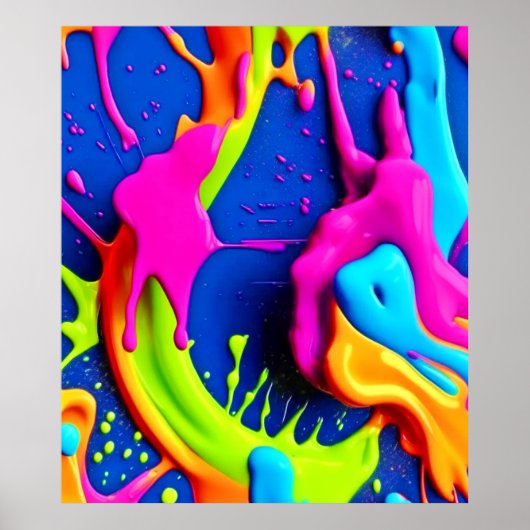 Neon Paint Drip Art Poster (Voorkant)